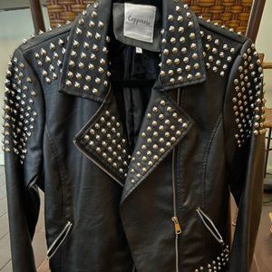 Vegan Leather Jacket with Stud detail